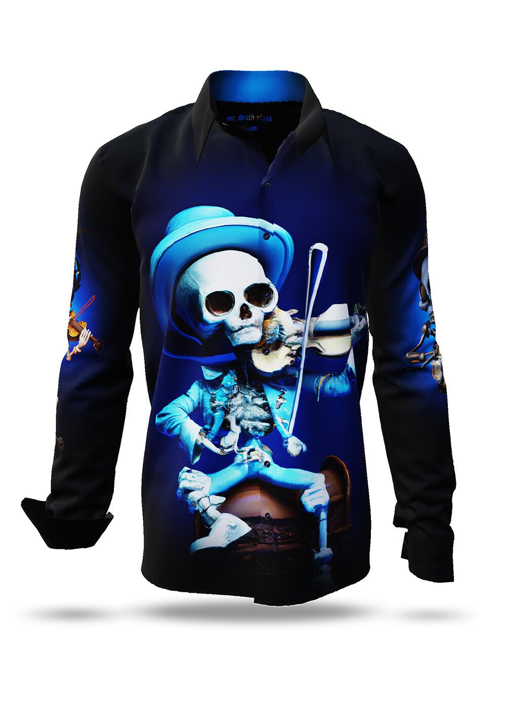 MR. DEATH PLAYS VIOLIN - dark shirt with skeleton playing...