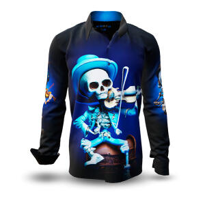 MR. DEATH PLAYS VIOLIN - dark shirt with skeleton playing...