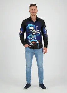 Discover button up shirts for men MR. DEATH PLAYS VIOLIN...