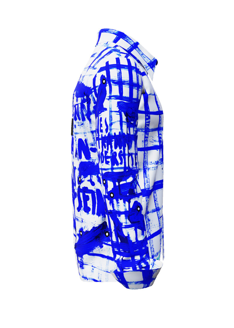 ANDERS - Weies Hemd mit blauer Knstlerzeichnung - GERMENS
