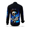 MR. DEATH PLAYS VIOLIN - dark shirt with skeleton playing music - GERMENS