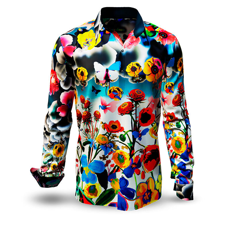 FLOWERDREAMS - dark long sleeve shirt with flowers  - GERMENS