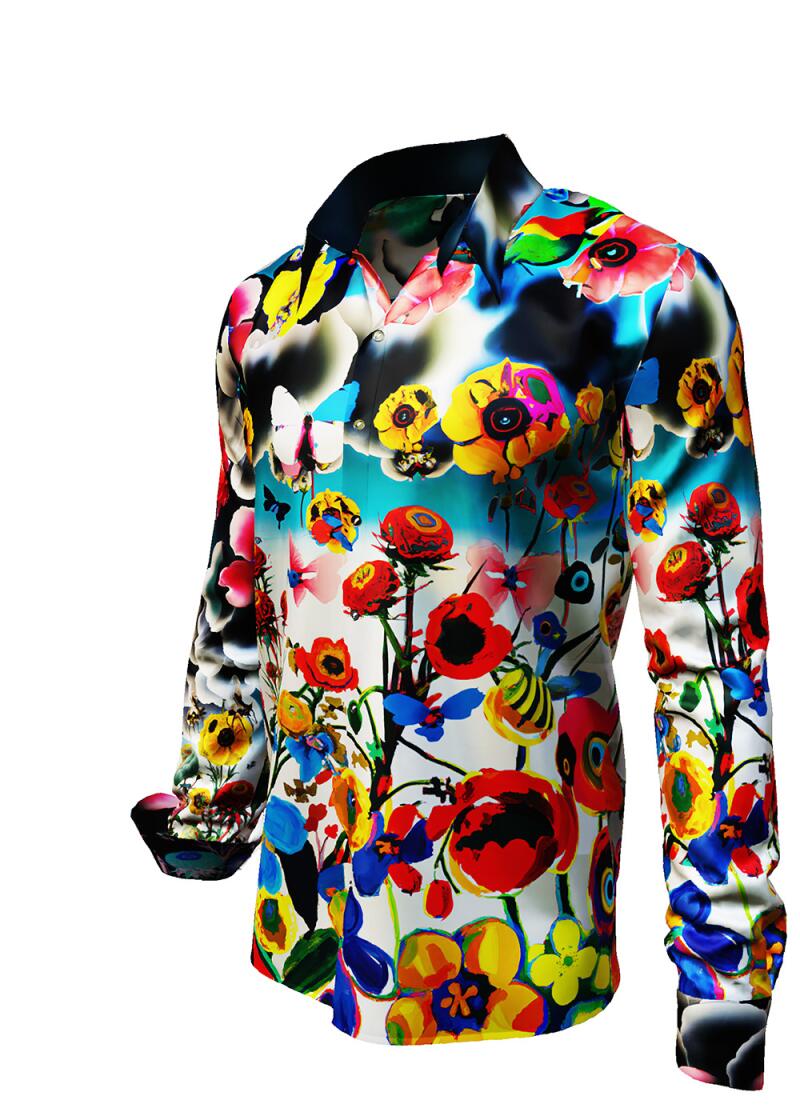 FLOWERDREAMS - dark long sleeve shirt with flowers  - GERMENS