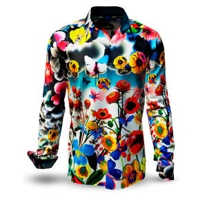 FLOWERDREAMS - dark long sleeve shirt with flowers  -...