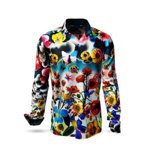 FLOWERDREAMS - dark long sleeve shirt with flowers  -...