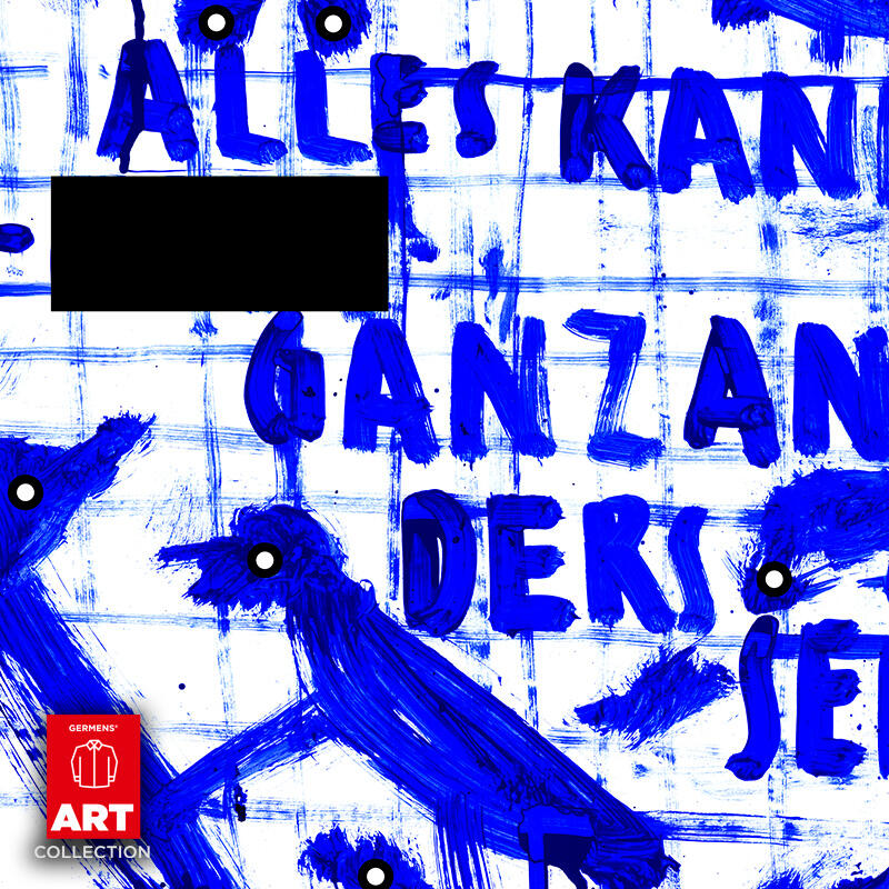 ANDERS - Weißes Hemd mit blauer Künstlerzeichnung - GERMENS
