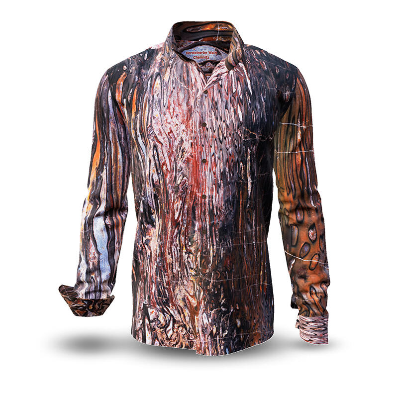 PETRIFIED FOREST CHEMNITZ 1 - Shirt with structures of petrifying tree - GERMENS artfashion - Unusual long sleeve shirt in 10 sizes - Made in Germany