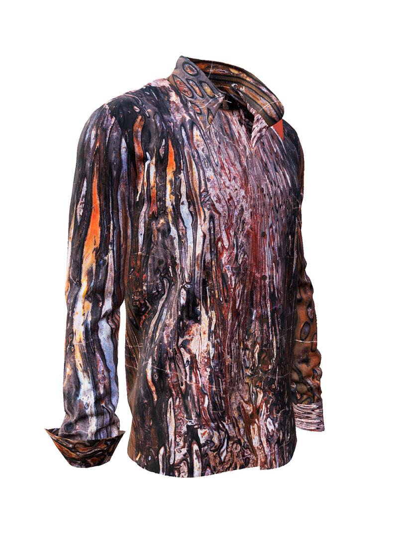PETRIFIED FOREST CHEMNITZ 1 - Shirt with structures of petrifying tree - GERMENS artfashion - Unusual long sleeve shirt in 10 sizes - Made in Germany