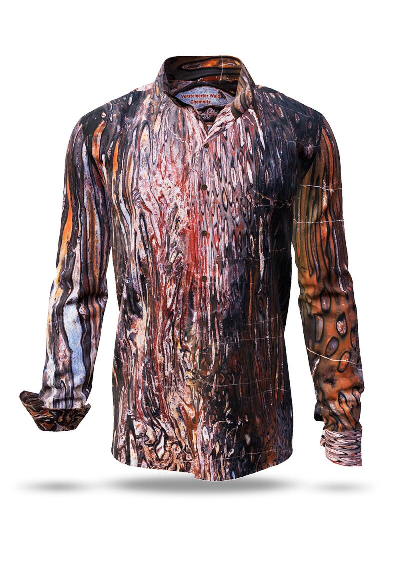 PETRIFIED FOREST CHEMNITZ 1 - Shirt with structures of petrifying tree - GERMENS artfashion - Unusual long sleeve shirt in 10 sizes - Made in Germany