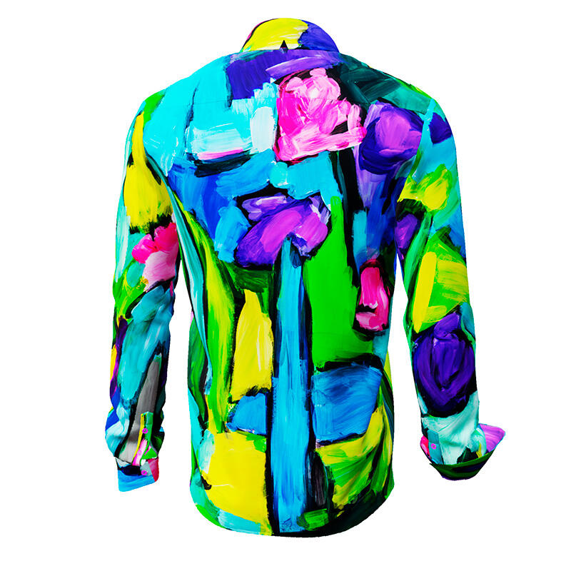 FIORE ASTRATTA - colourful long sleeve shirt - GERMENS artfashion - Unique long sleeve shirt designed by artists - Made in Germany