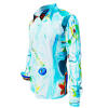 NARINA - light blue long sleeve shirt with colored drawings - GERMENS