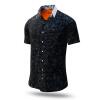 SCHIEFER - Black short sleeve shirt with white collar - GERMENS