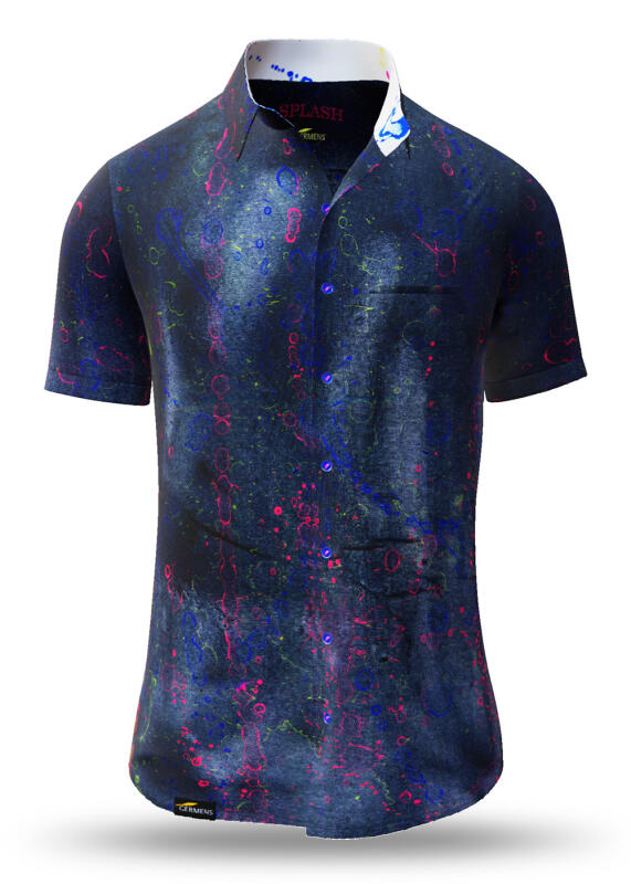 Sommerhemd Herren SPLASH - 100 % Baumwolle - 10 Größen von XS - 6XL - außergewöhnliches Design - feinste Verarbeitung - Stoffe Made in Germany - limitiert und exklusiv