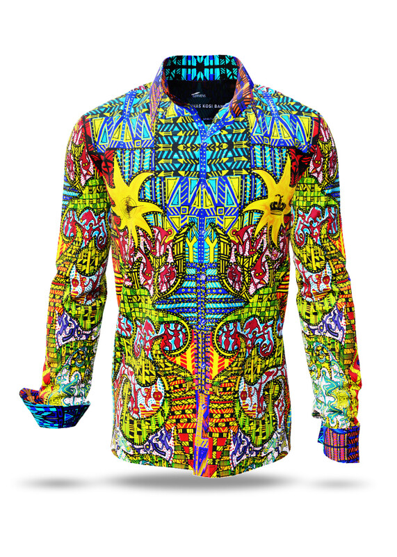 Entdecke bunte Hemden Herren KING BANSAH - 100 % Baumwolle