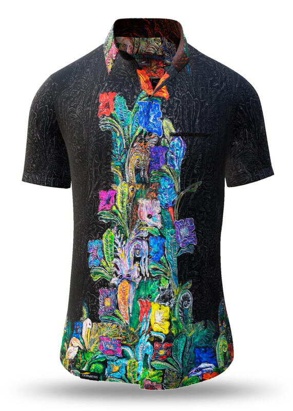 Summer shirt for men GARDEN MYSTIQUE - 100% cotton - 10 sizes from XS to 6XL - exceptional design - finest workmanship - fabrics made in Germany - limited edition and exclusive