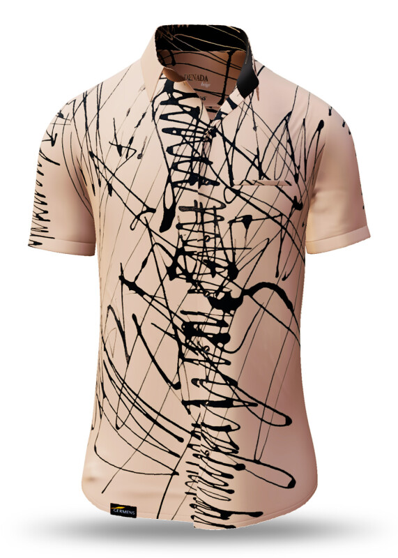 Sommerhemd Herren DENADA BEIGE - 100 % Baumwolle - 10 Größen von XS - 6XL - außergewöhnliches Design - feinste Verarbeitung - Stoffe Made in Germany - limitiert und exklusiv