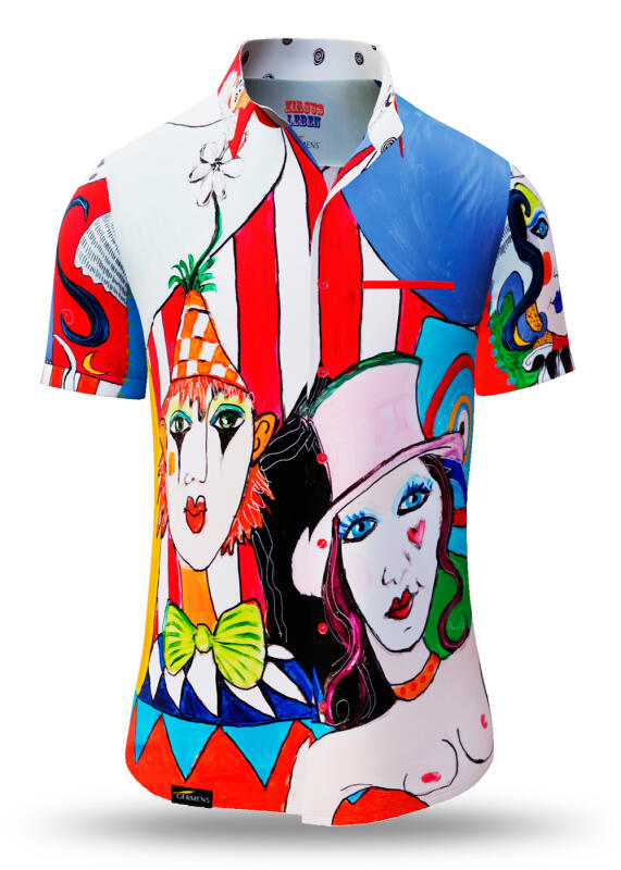 Summer shirt for men ZIRKUSLEBEN - 100% cotton - 10 sizes from XS to 6XL - exceptional design - finest workmanship - fabrics made in Germany - limited edition and exclusive