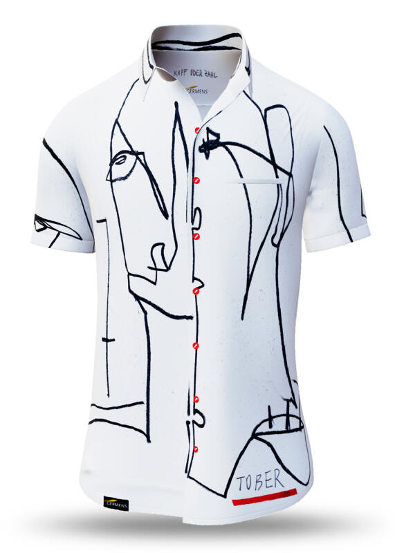 Summer shirt for men KOPF ODER ZAHL - 100% cotton - 10 sizes from XS to 6XL - exceptional design - finest workmanship - fabrics made in Germany - limited edition and exclusive