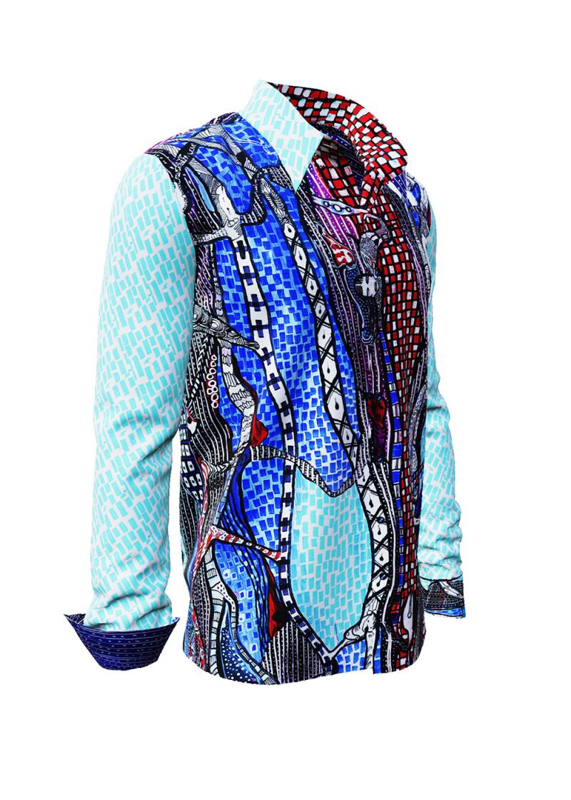 JIMIMBI - Blau rot weies Freizeithemd - GERMENS