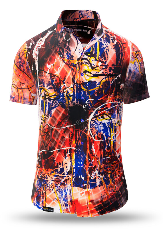 Summer shirt for men THE MAGICAL FIVE - 100% cotton - 10 sizes from XS to 6XL - exceptional design - finest workmanship - fabrics made in Germany - limited edition and exclusive