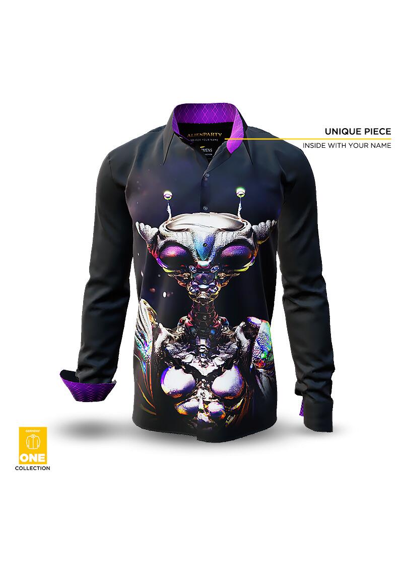 ALIENPARTY - Unique Shirt - GERMENS ONE Collection - This shirt is only available once in the world - with certificate and imprint of your name in the shirt