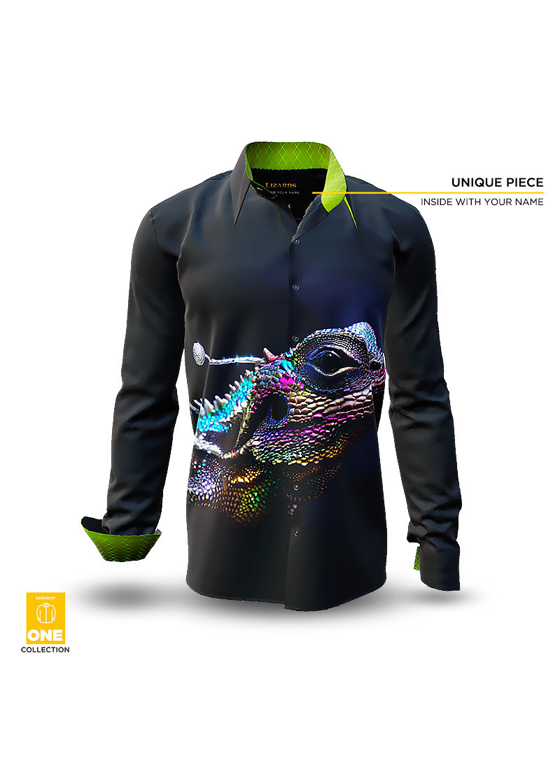 LIZARD 2 - Unikat Hemd - GERMENS ONE Collection - Dieses Hemd gibt es weltweit nur einmal - mit Zertifikat und Eindruck ihres Namens im Hemd