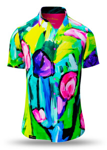 Sommerhemd Herren FIORE ASTRATTA - 100 % Baumwolle - 10...