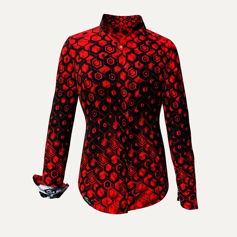 Unique blouse for women - HEXAGON ZINNOBER - 100% cotton - GERMENS artfashion - Sizes XS to 3XL