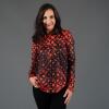 Unique blouse for women - HEXAGON ZINNOBER - 100% cotton - GERMENS artfashion - Sizes XS to 3XL