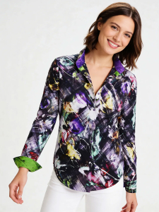 ausgefallene Damenbluse für Damen - TEMPERAMENT - 100 % Baumwolle - GERMENS artfashion - Größen XS bis 3XL