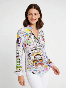 ausgefallene Damenbluse für Damen - I LOVE THE RUHRPOTT - 100 % Baumwolle - GERMENS artfashion - Größen XS bis 3XL