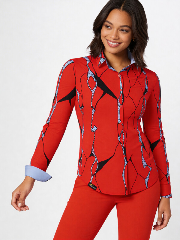 ausgefallene Damenbluse für Damen - ROTER FELS - 100 % Baumwolle - GERMENS artfashion - Größen XS bis 3XL