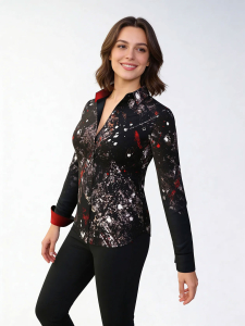 ausgefallene Damenbluse für Damen - NACHTFUNKELN - 100 % Baumwolle - GERMENS artfashion - Größen XS bis 3XL