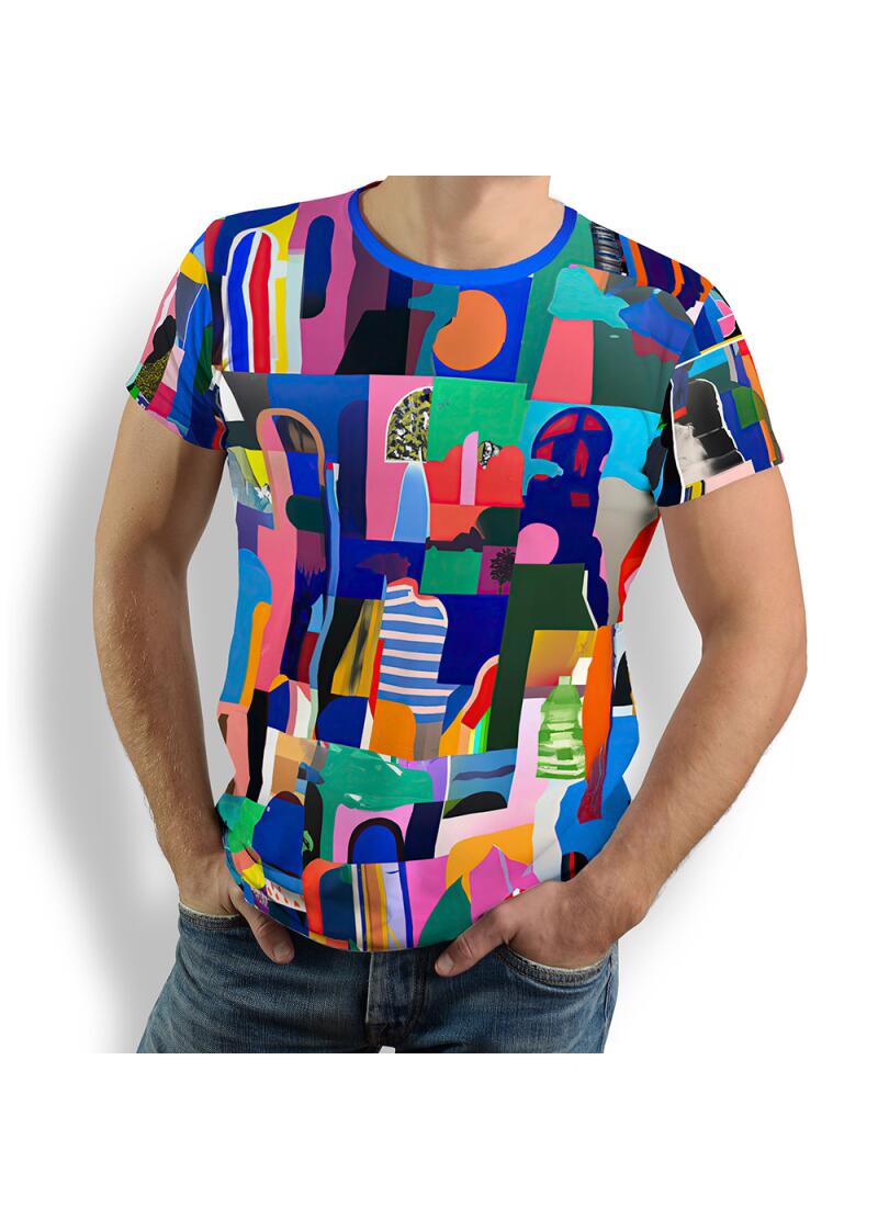 buntes T-Shirt Herren CITY OF FANTASY - GERMENS - 100 % Baumwolle