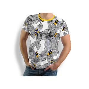 schwarz weißes T Shirt Herren mit farbigen Bienen...