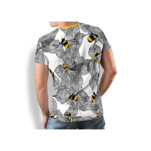 schwarz weißes T Shirt Herren mit farbigen Bienen...