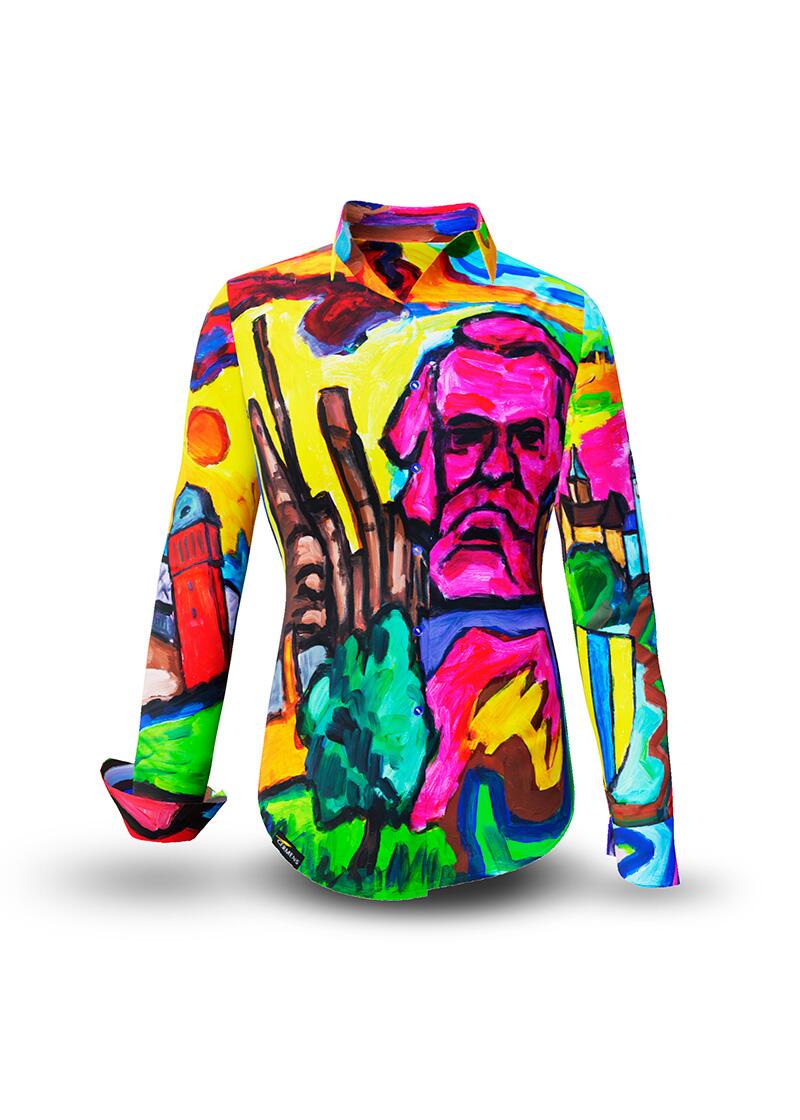 Kulturhauptstadt 2025 - Extravagante Bluse WELCOME CHEMNITZ 2025 von GERMENS artfashion aus 100 % Baumwolle