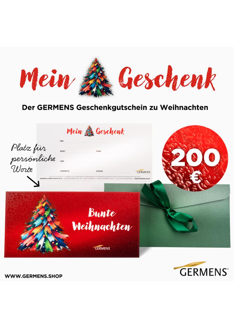 Edle Geschenkkarte GERMENS Gutschein 200€ zu Weihnachten
