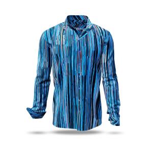 WATERFALL - Blue striped shirt  - GERMENS