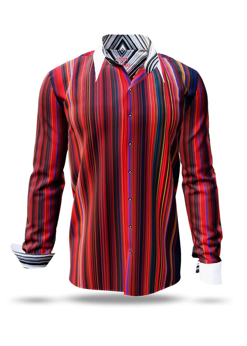 men´s long sleeve casual shirts ALPHA CENTAURI RED - GERMENS
