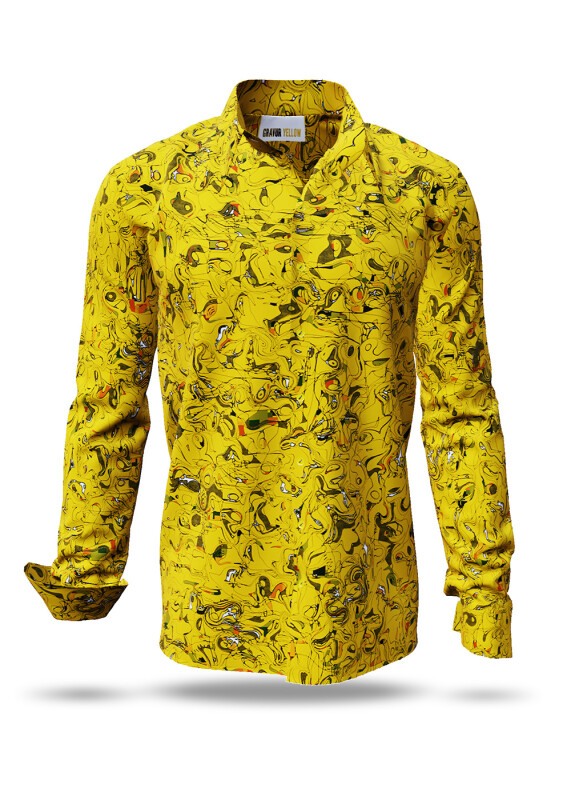 Discover colorful button up shirts for men GRAVUR YELLOW - 100% cotton