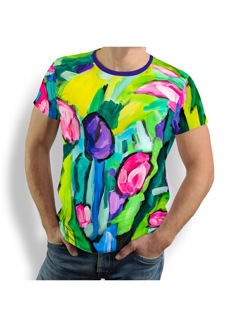 buntes T-Shirt Herren FIORE ASTRATTA von GERMENS - 100 % Baumwolle
