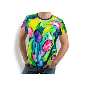 buntes T-Shirt Herren FIORE ASTRATTA von GERMENS - 100 %...
