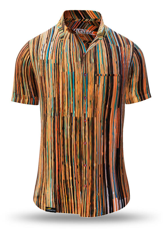 Summer shirt for men WATERFALL BROWN - 100% cotton - 10 sizes from XS to 6XL - exceptional design - finest workmanship - fabrics made in Germany - limited edition and exclusive