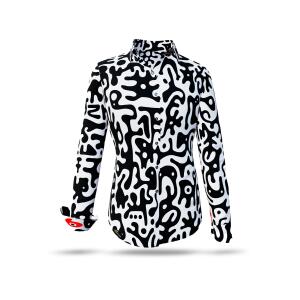 Elegante Bluse Schwarz Weiß Gemustert JUPPI von...