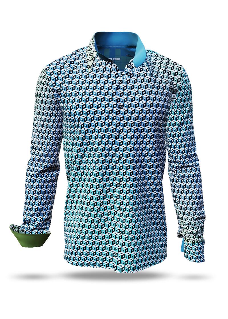 Entdecke bunte Hemden Herren CUBO AZUR - 100 % Baumwolle