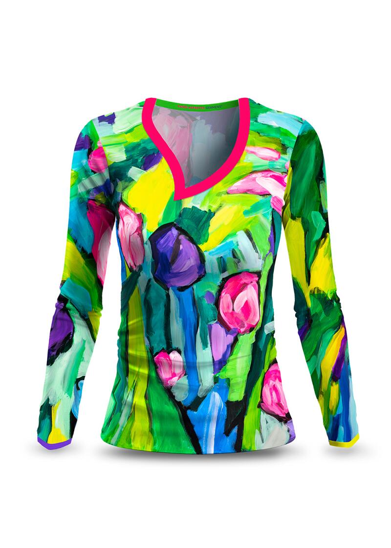 Langarm Shirt Damen FIORE ASTRATTA von GERMENS artfashion - hergestellt aus 100 % Baumwolle Made in Sachsen/Germany - 7 Größen von XS bis 3XL