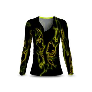 Entdecke das schwarz grüne Langarmshirt Damen TERRA...