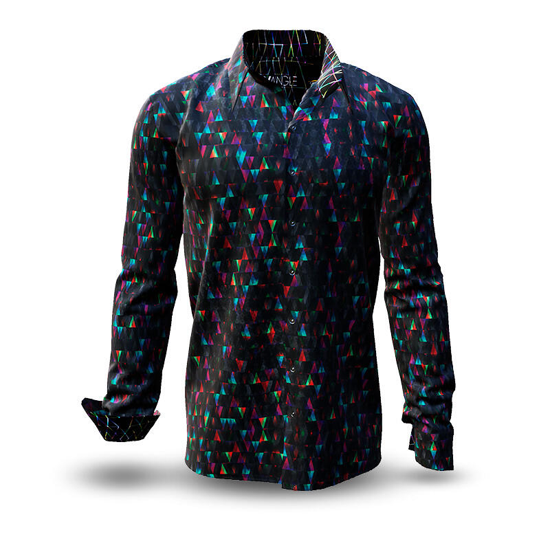 TRIANGLE - Dark shirt with multicolored triangular structure