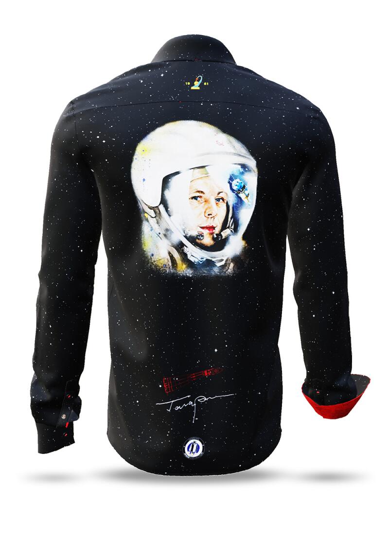 JURI GAGARIN - Schwarzes Hemd mit Sternen und Kosmonaut -...